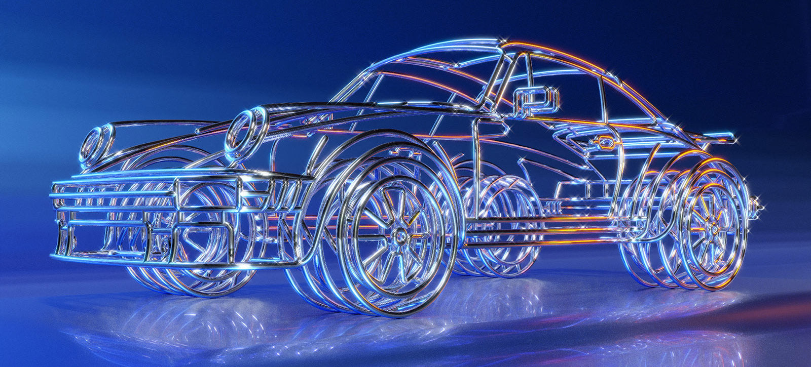 Porsche 934 Chrome Print